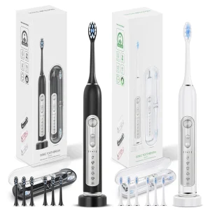 Super Sonic Electric Toothbrushes with Smart Timer - IPX7 Waterproof Replaceable Heads Set